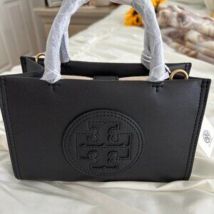 Authentic NWT Tori Burch Black MINI ELLA BIO TOTE Reg $328